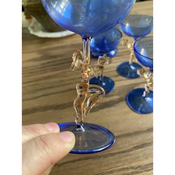 Antique Art Deco Glass Bimini Lauscha by Fritz Lampl Decanter Cordial Glass Set - Picture 2 of 11